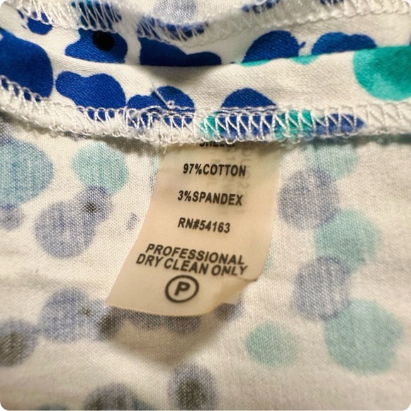 Calvin Klein White & Blue Watercolor Abstract Polka Dot Ruched Bust Dress Size 4 - Picture 11 of 11